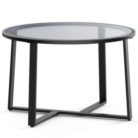 Evajoy 27.6" Black Coffee Table with Tempered Clear Glass