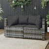 Patio Corner Sofas with Cushions 2 pcs Gray Poly Rattan