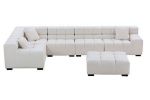 L-Shaped Sectional Sofa Modular Seating Couch with Ottoman Beige