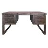 61 Inch Rustic Style Home Office Desk, Brazilian Pine, 4 Drawers, Distressed