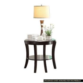 Rich Espresso Finish 1pc End Table with Glass Inserted Top Curve Legs Lower