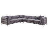 ACME Wugtyx Sectional Sofa w3 Pillows in Dark GrayVelvet LV00335