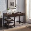 Gorden Writing Desk, Espresso Oak Finish Antique Black Metal OF00143