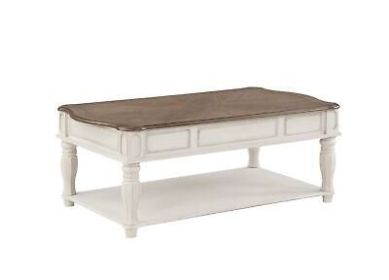 ACME Florian Coffee Table wLift Top in Oak & Antique White Finish LV01662