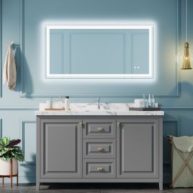 48×24 inch LED-Lit bathroom mirror, wall mounted anti-fog memory Adjustable Brightness front and back light Rectangular Vanity mirror