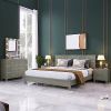 5 pieces Champagne Silver Bedroom Sets King Bed + Nightstand*2 Dresser+ Mirror