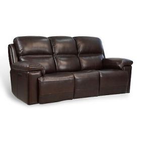 Timo Top Grain Leather Power Reclining Sofa Adjustable Headrest Cross Stitching