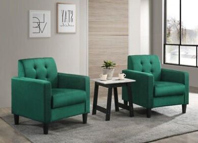 Hale Blue Velvet Armchairs and End Table Living Room Set