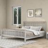 Country Gray Solid Platform Bed with Oak Top, King