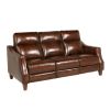 Leather Dual Power Reclining Group: Old English Charm, Hand-Burnished Chestnut Leather, Nailhead Trim, Sofa with Drop-Down Console and Charging Statio