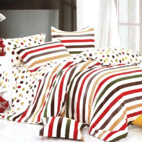 Blancho Bedding - [Rainbow Dots & Stripe] Luxury 7PC Bed In A Bag Combo 300GSM (Queen Size)