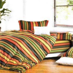 Blancho Bedding - [Colorful Stripe] Luxury 7PC Bed In A Bag Combo 300GSM (Queen Size)