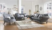 Loveseat with 3 Pillows in Dark Gray Velvet