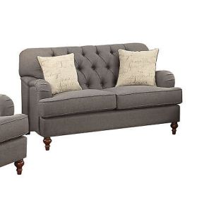 Loveseat with 2 Pillows in Dark Gray Fabric