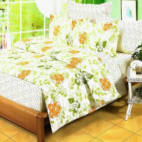 Blancho Bedding - [Summer Leaf] 100% Cotton 7PC Bed In A Bag (Queen Size)