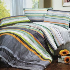 Blancho Bedding - [Tonal Stripe] Luxury 7PC Bed In A Bag Combo 300GSM (Queen Size)