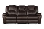 Hong Kong Power Reclining Sofa made with Faux Leather in Brown