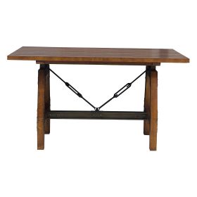 Rustic Brown and Gunmetal Finish 1pc Counter Height Dining Table Industrial Design Wooden Dining Furniture