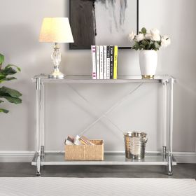 Acrylic Glass Side Table; Chrome Sofa Table; Console Table for Living Room&amp; Bedroom