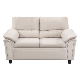 Two Seater Couch Loveseat Sofa Velvet Beige