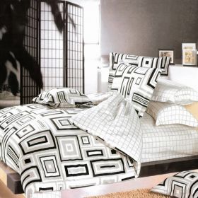 Blancho Bedding - [Black & White] 100% Cotton 7PC Bed In A Bag (King Size)