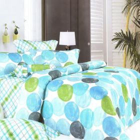 Blancho Bedding - [Blue Marbles] 100% Cotton 7PC Bed In A Bag (Queen Size)