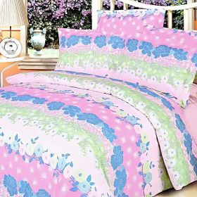 Blancho Bedding - [Pink Kaleidoscope] 100% Cotton 7PC Bed In A Bag (King Size)