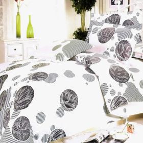 Blancho Bedding - [White Gray Marbles] 100% Cotton 7PC Bed In A Bag (Queen Size)