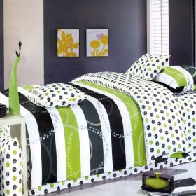 Blancho Bedding - [Green Olive] 100% Cotton 7PC Bed In A Bag (King Size)