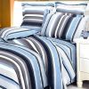 Blancho Bedding - [Blue Purple Stripes] 100% Cotton 7PC Bed In A Bag (King Size)