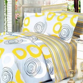 Blancho Bedding - [Yellow Whirl] 100% Cotton 7PC Bed In A Bag (King Size)