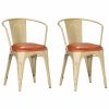 Dining Chairs 2 pcs Brown Real Leather