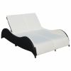 Double Sun Lounger with Cushion Poly Rattan Black