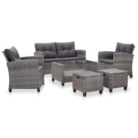 6 Piece Patio Sofa Set with Cushions Poly Rattan Dark Gray