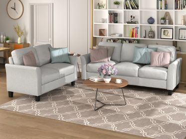 Living Room Furniture Loveseat Sofa and 3-seat sofa (Light Gray)