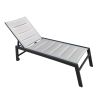 Deluxe Outdoor Chaise Lounge Chair,Five-Position Adjustable Aluminum Recliner,All Weather For Patio,Beach,Yard, Pool(Gray Fabric)