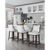 Manhattan Comfort Emperor 41 in. Pearl White and Walnut Beech Wood Bar Stool