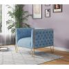 Manhattan Comfort Vector Ocean Blue and Gold Velvet Accent Chair