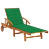 Patio Sun Lounger with Cushion Solid Acacia Wood