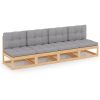 4-Seater Sofa with Cushions Solid Pinewood