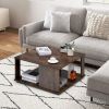 2 Tiers Square Coffee Table with Storage and Non-Slip Foot Pads