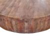 Handcarved Drum Shape Round Top Mango Wood Distressed Wooden Coffee Table, Brown