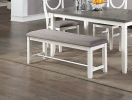 Dining Room Furniture White 6pc Set Table 4 Side Chairs and A Bench Rubberwood