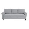 Modern 1pc Sofa Dark Gray Textured Fabric Upholstered Rounded Arms Attached Cushions Transitional Living Room Furniture