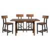 Rustic Brown and Gunmetal Finish 1pc Counter Height Dining Table Industrial Design Wooden Dining Furniture