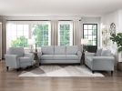 Modern 1pc Sofa Dark Gray Textured Fabric Upholstered Rounded Arms Attached Cushions Transitional Living Room Furniture