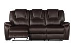 Hong Kong Power Reclining Sofa made with Faux Leather in Brown