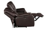 Hong Kong Power Reclining Sofa made with Faux Leather in Brown