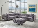 ACME Wugtyx Sectional Sofa w3 Pillows in Dark GrayVelvet LV00335