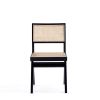 Manhattan Comfort Hamlet Dining Chair in Black and Natural Cane - Set of 2